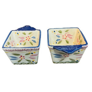 Temptations by Tara Old World‎ Floral Blue Single Serve Ramekins 10 Oz Set of 2